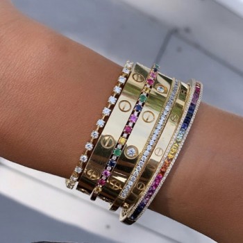 Princess Cut Rainbow Bangle